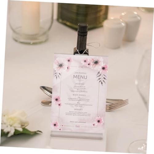 Porte-menu A6 transparent acrylique double face stable en T - 5
