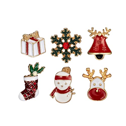 Hapinary 6Pcs Crystal Gifts Rhinestone Outfit Cute Accessories Christmas Decorative Pin Christmas Brooch Pin Christmas Set Badge Jewelry Jacket Christmas Tree Miss Rhinestone Brooch #TOP27