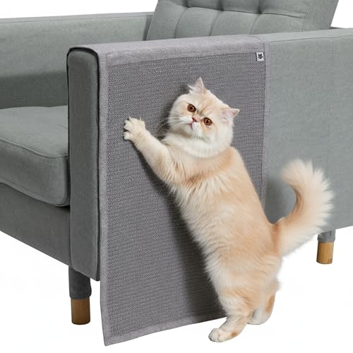 Image of The Cat Ladies Cat Scratch Furniture Protector Mat - Couch Protector from Claws - Anti Scratch Furniture Protectors from Cats Scratching - Sisal Scratcher Pad - Couch Cover Carpet - Grey