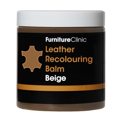 Furniture Clinic Leather Recolouring Balm - Leather Colour Restorer for Sofas, Leather Colour Repair for Faded & Scratched Leather Upholstery, Car Seats, Shoes and Clothing - 16 Colours (Beige)