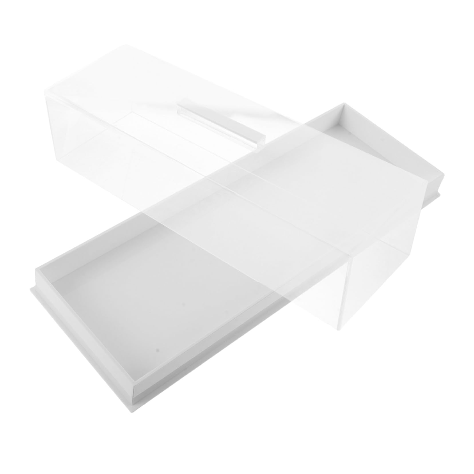 MAGICLULU Caja de Presentación Rectangular para Tartas de Acrílico con Tapa Bandeja para Pasteles y Cupcakes para Cafeterías Fiestas y Uso Doméstico