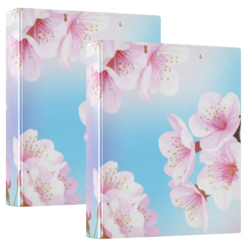 Grand classeur 3 anneaux 3,8 cm fleurs de pêche rose porte-bloc pour école et bureau ex2