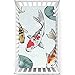 Koi Fish Themed Fitted Crib Sheet,Standard Crib Mattress Fitted Sheet Soft and Breathable Bed Sheets-Great for Boy or Girl Room or Nursery,28â€œ x52â€œ,Multicolor and Pale Blue