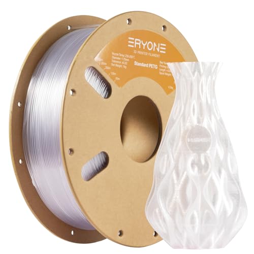 ERYONE PETG Filament 1,75 mm, 3D Printer Filament PETG, +/- 0,03mm, 1 kg/Spool, Transparent