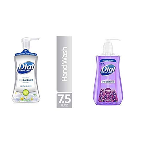 Dial Complete Foaming Antibacterial Hand Wash, Soothing White Tea, 7.5 Ounce AND Dial Antibacterial Liquid Hand Soap, Lavender & Twilight Jasmine, 7.5 Fluid Ounces