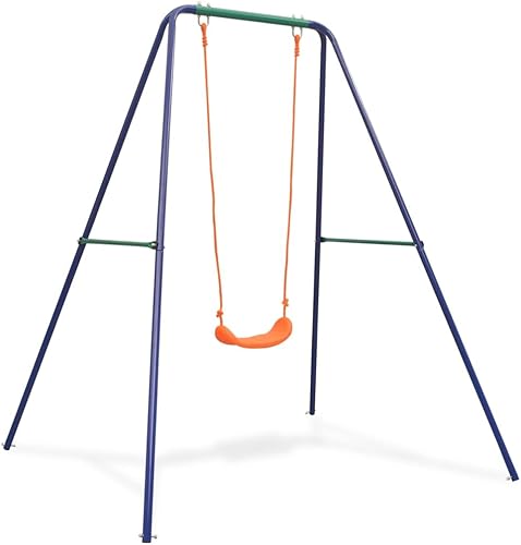 vidaXL Columpio de un solo columpio, columpio al aire libre para niños pequeños, columpio de juego para niños a partir de 4 años, columpio de jardín