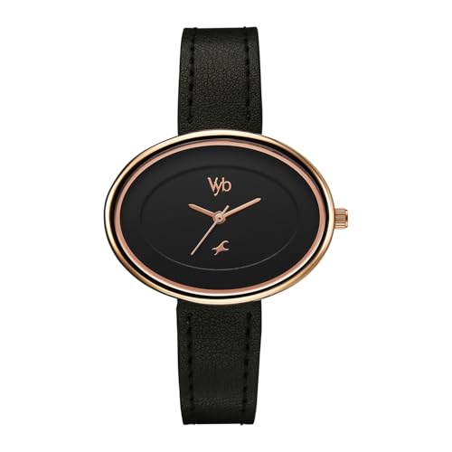 Image of Fastrack Vyb Mirage Quartz Analog Black Dial Black Split Leather Strap Watch for Women - FV60103WL01W