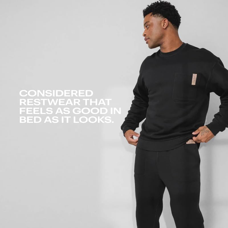 Lunya Men’s Silksweats Reversible Sherpa and Cotton Sweatshirt - Warm Sweater for Men - Immersed Black - Size S-XXL - Image 6