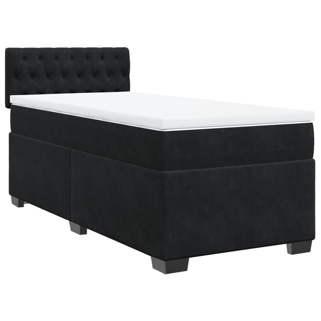 Cadre de lit avec Matelas Bleu 80 x 200 cm Tissu Ensemble Moderne Complet sommier Inclus lit étroit Chambre Adulte Design Contemporain Bois ingénierie Respirable Blanc