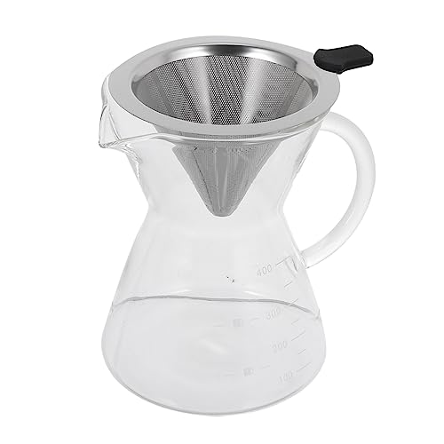 COLLBATH 1 Set Glass Coffee Pot Single Cup Coffee Maker Stainless Water Bottles Coffee Dripper Coffee Machine Cone Coffee Filters Coffee Maker with Handle Strainer Stainless Steel