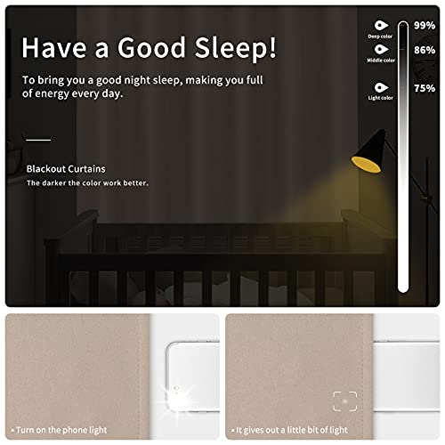 Image of Easy-Going Blackout Curtains for Bedroom, Solid Thermal Insulated Grommet and Noise Reduction Window Drapes, Room Darkening Curtains for Living Room, 2 Panels(42x63 in, Beige)