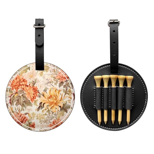 Colorful Flower Black Golf tee Storage Bag - Durable and wear-Resistant Golf Accessories