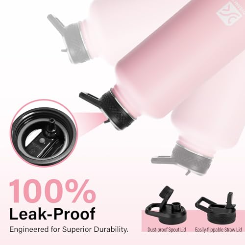 Insulated Water Bottle | Thickened Stainless Steel for Gym and Hiking with Straw, Carrier Bag, Handle Strap | BPA-Free 87 oz