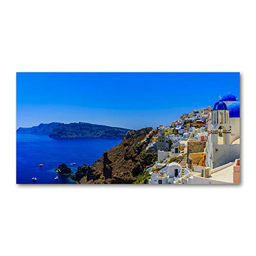 Fond de hotte en verre paysage de Grèce pour une décoration de cuisine évasion