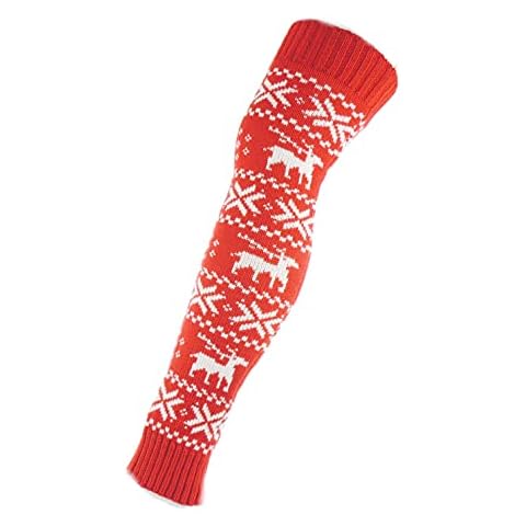 Glamour Girlz Red White Reindeer Leg Warmers Cover