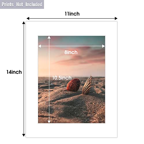 Golden State Art, White Pre-Cut 11X14 Picture Mat For 8.5X11 Photo, With Acid Free White Core High Premier Bevel Cut Mattes (10-Pack) #TOP1