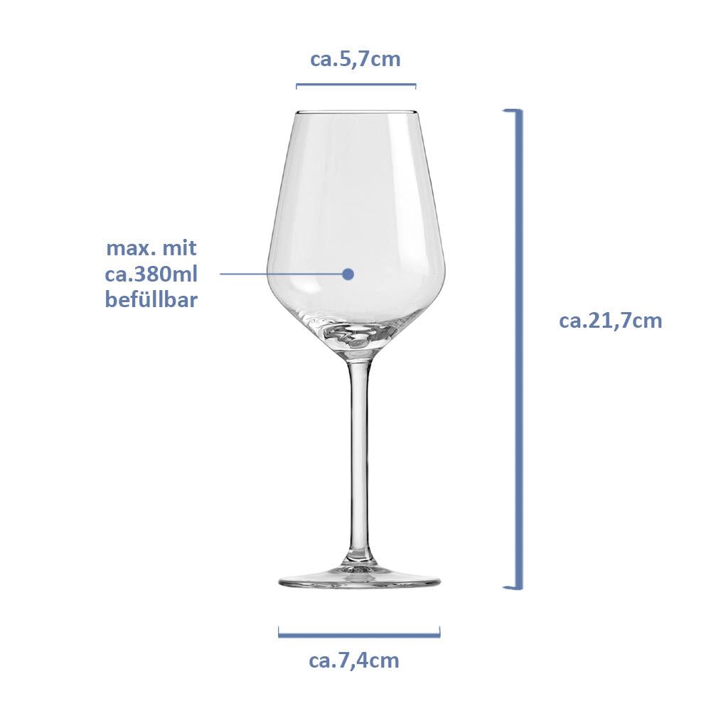 Murago - 24er Set Weißweingläser Elegance ca. 380 ml - Weißweingläser elegante Weingläser Weinglas für 380ml Weißwein 24 Stück Gläser bauchig Weißweinglas spülmaschinenfest groß Weissweingläser