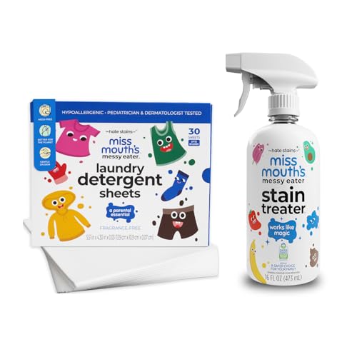 Image of Miss Mouth's Messy Eater Stain Treater Spray - 16oz Stain Remover and Laundry Detergent Sheets - Newborn & Baby Essential