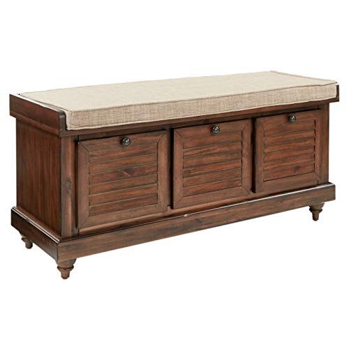 OSP Home Furnishings Dover Coastal Lift-Top Storage Bench with Shutter
