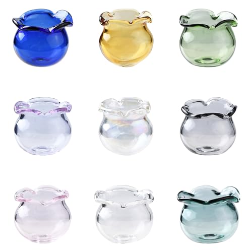 UR URLIFEHALL 18 Pcs 9 Colours Flower Glass Bead Cones Campanula Flower Bead End Caps for Jewellery Making DIY Crafts Earrings Phone Straps