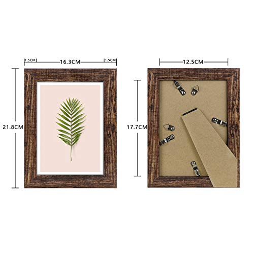 Q.hou 5X7 Picture Frames Wood Patten Rustic Brown Set Of 2, With Mat,Display 4X6 Picture (Qh001-Mt5X7-Br) #TOP4