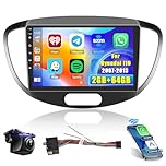 Hikity 2+64G Android Car Stereo for Hyundai i10 2007-2013 Radio 9 Inch Touchscreen Car Radio Wireless Carplay Android Auto Support GPS Navigation WiFi Bluetooth FM EQ Backup Camera