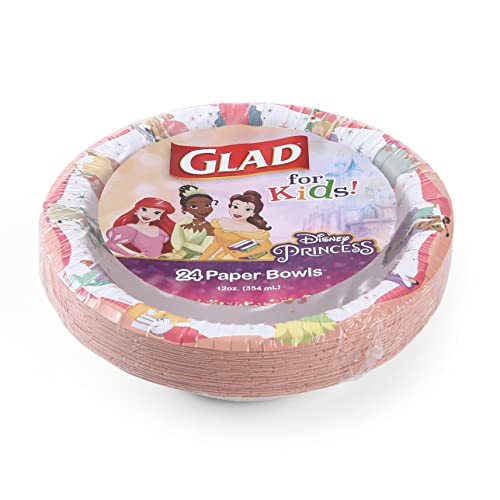 Glad For Kids Disney Princess "Magic Is In All Of Us" 12Oz Paper Bowls| Disney Princess Paper Bowls, Kids Bowls| Kid-Friendly Paper Bowls For Everyday Use, 12Oz Paper Bowls 40 Ct #TOP2
