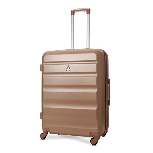 Aerolite XL Große Leichter ABS Hartschale 4 Rollen Trolley Koffer Reisekoffer Hartschalenkoffer Rollkoffer Gepäck, 79cm, (Roségold)