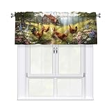 VeySlHio Farmhouse Rooster Curtain Valance 54x18 Inches Window Treatment Rod Pocket Valance for Kitchen Bathroom Bedroom