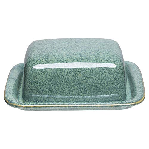 Tranquillo Butterdose rechteckig mit abgerundeten Ecken in Türkis Petrolfarben-Glänzend aus Steingut, Deckel abnehmbar, spülmaschinenfest 17,2 x 14,5 x 1,9 cm Cover