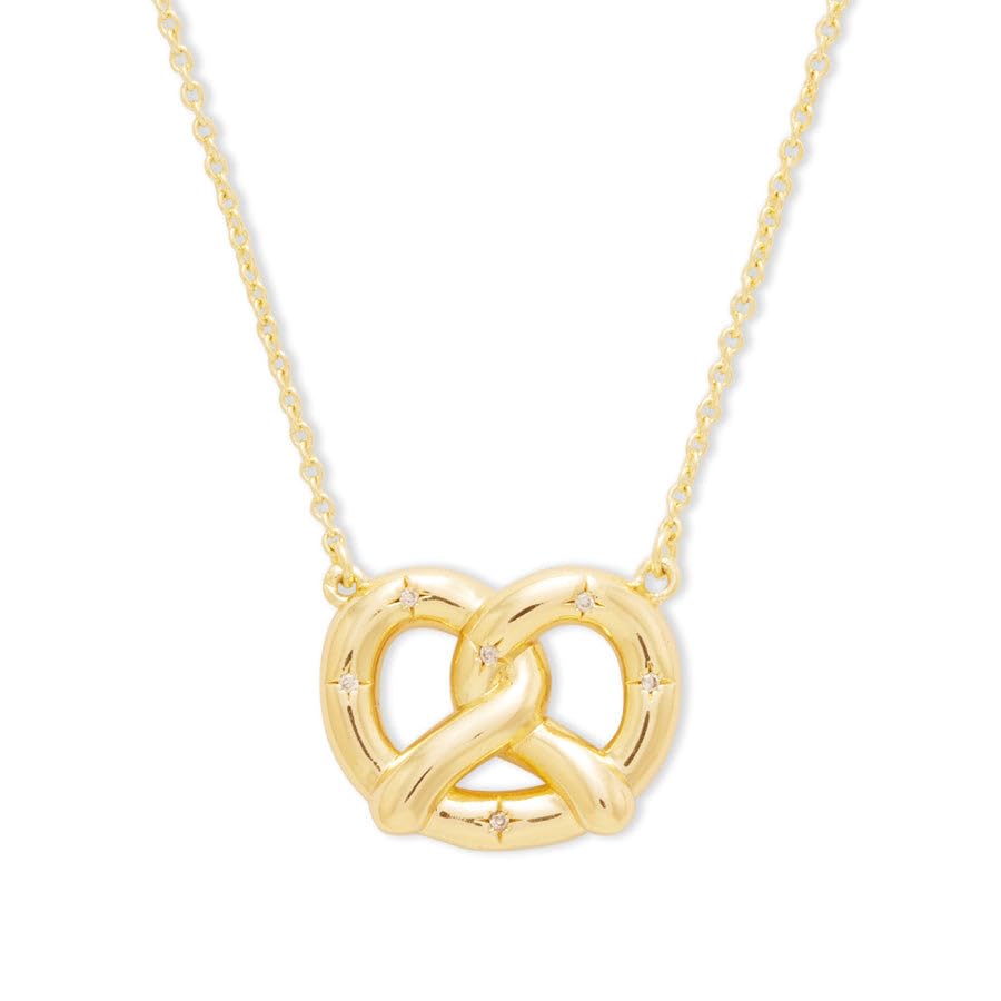 Wanderlust + Co Pretzel Necklace 14K Gold/Rhodium Plated Hypoallergenic Jewelry