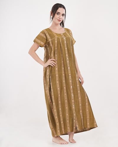 Image of Women's All Over Printed Open Front Cotton Blend Nighty /Maxi /Nightgown /Nightwear WCN-001