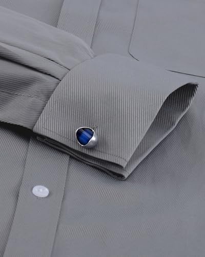 Image of Alimens & Gentle French Cuff Regular Fit Dress Shirts (Cufflink Included) | Office Work,Business Casual,Wedding,Formal Event,Interview,cufflink,Soft,Breathable,Polyester Cotton