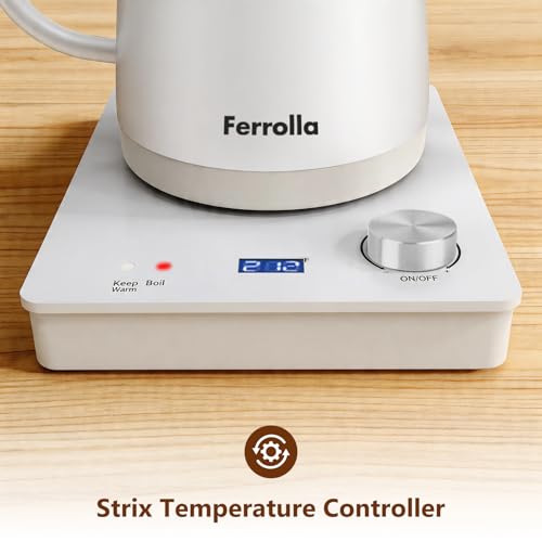 Tetera eléctrica blanca con pantalla LED y control dial miniatura 6