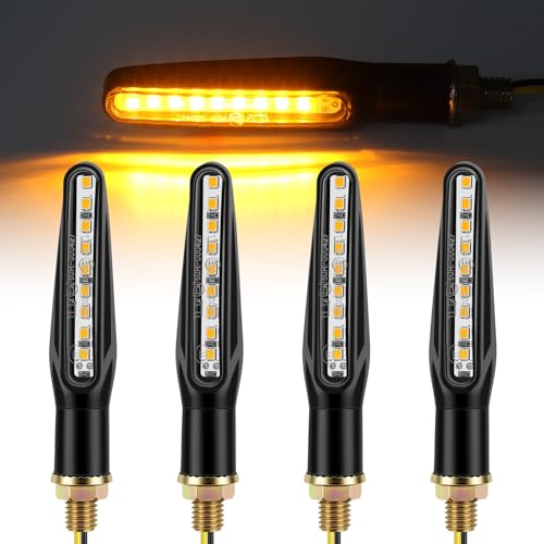 EYPINS Indicatori di Direzione per Moto,Frecce Moto Omologate E24,9 LED Mini, Set da 4 Pezzi Impermeabili IP65 per 12V DC,Bullone M10/Cavo da 25 cm