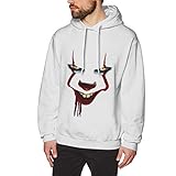 JILILY Male It Chapter 2 Pennywise Smile Graphic Fashion Hooded Hoodie Without Pocket White XXL