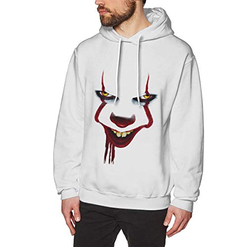 JILILY Male It Chapter 2 Pennywise Smile Graphic Fashion Hooded Hoodie Without Pocket White XXL