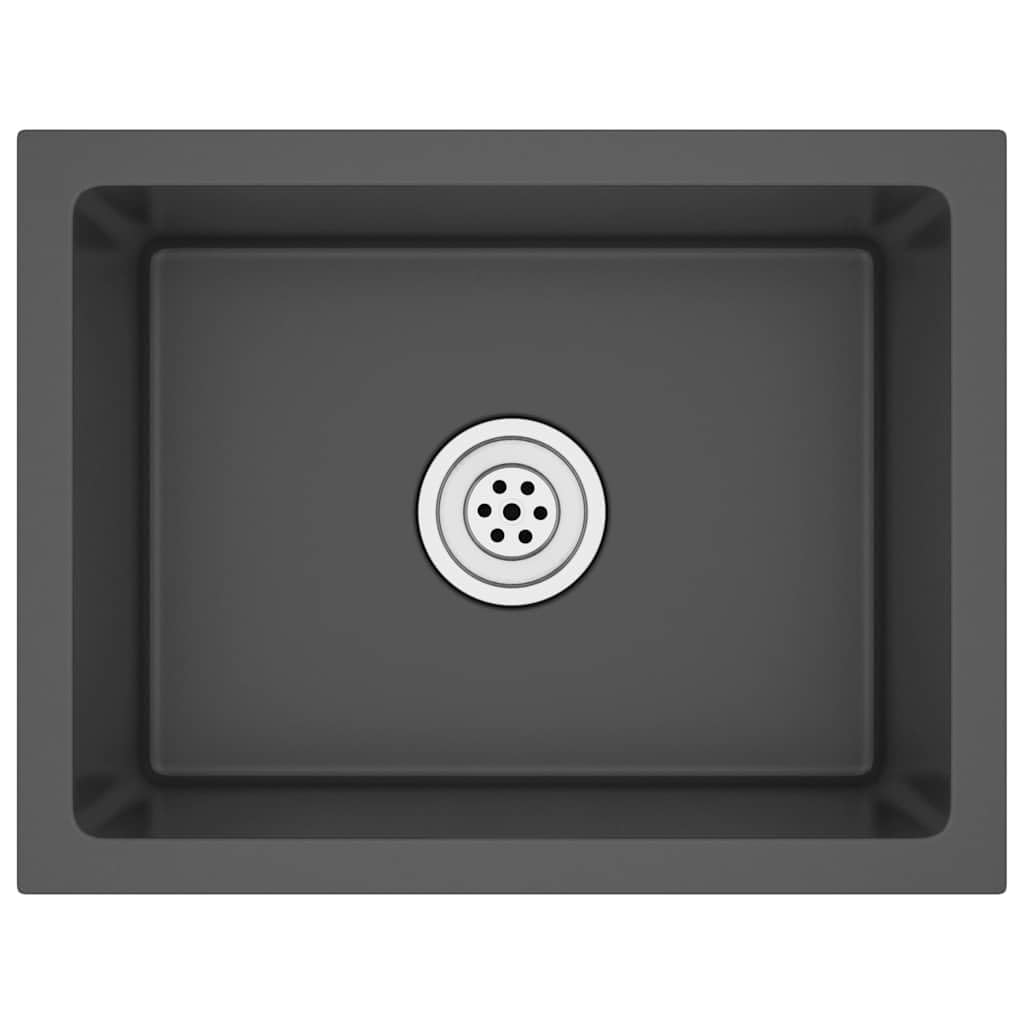 vidaXL Handmade Kitchen Sink Dining Room Plumbing Fixture Utility Waste Sink Under-Mount Kitchen Basin Black Stainless Steel 44 x 34 x 20 cm โ image 1