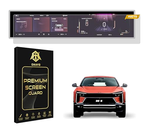Image of OHAYO Military Strength Screen Protector for Mahindra BE 6 2025-2026 Infotainment Display | 9H Hardness Scratch Resistant Protective Film | Matte Anti-Glare Full Edge-to-Edge Coverage | Bubble Free Easy Installation Kit Included | Ultra Clear HD | Non-Glass Screen Protection