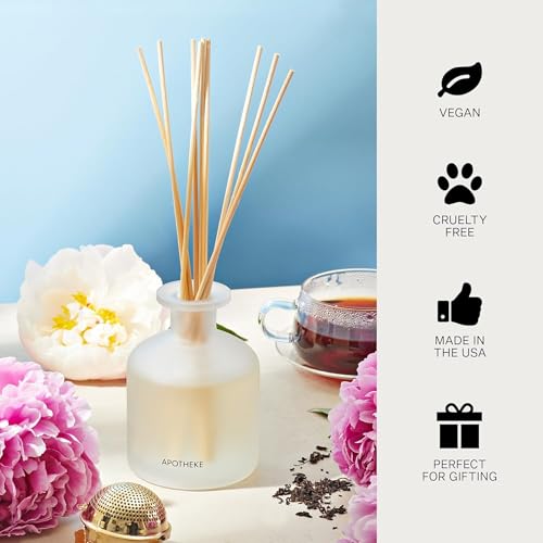 Image of Apotheke Luxury Scented Reed Diffuser for Home, Sea Salt Grapefruit - 6.7 Fl Oz Essential Oil Aromatherapy - 10 Rattan Scent Sticks Room Diffuser - Long-Lasting Fragrance for Bedroom, Home, Bathroom