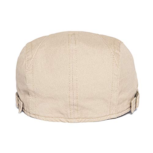 Voboom Men Cotton Newsboy Beret Hat Duckbill Buckle Cabbie Cap (Cotton-Khaki) #TOP3