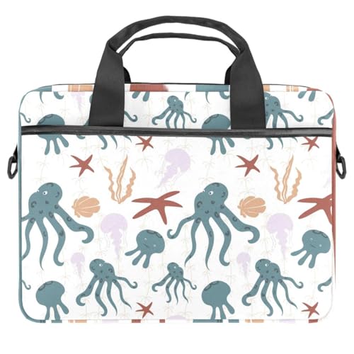Maletín de hombro para laptop contra arañazos con estampado de pulpo