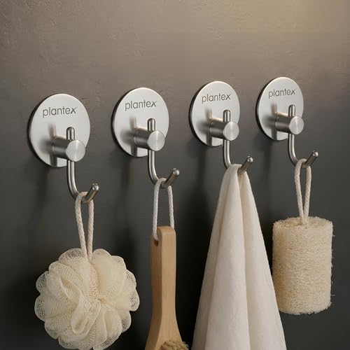 Image of Plantex Wall Hanging Hook /Bath Towel Hook /Self Adhesive Round Robe Hooks for Kitchen /Bathroom /Stylish Home Decor Items - Pack of 4 (Chrome)