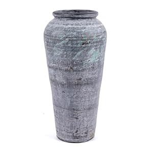 Handmade Tall Ceramic Rustic Vase, 12 Inches Concrete Vase, Distressed Farmhouse Décor, Pottery Decorative Flower Vase for Home Decor, Table,Floor, Living Room Decor,Mantel