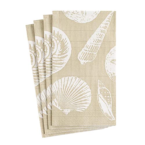 Caspari Entertaining Shells Guest Towels, Sand, Pack of 15