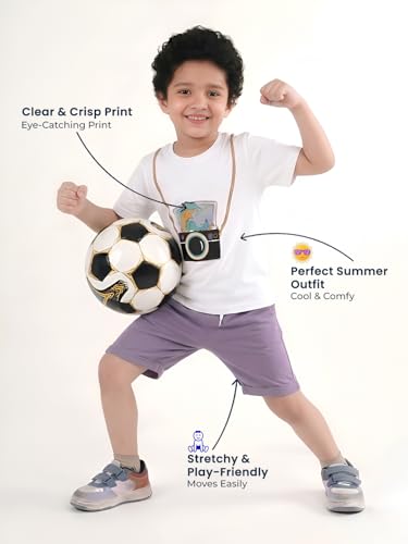 Image of POLKA TOTS 100% Pure Cotton T-Shirt and Shorts Combo For Boys | Summer Dress & Beach Wear for Boys and Toddlers | Breathable Premium Fabric Co-Ord Set Kids | Relaxed Fit Casual Summer Outfit for Kids