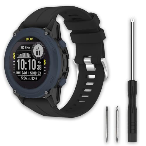 TopPerfekt Sport Bands Compatible with Garmin Descent G1 Solar Watch Band, Soft Silicone Adjustable...