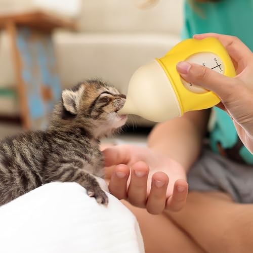 DIYEAH Neugeborene Welpen Kätzchen Nuckelflasche mit Weichem Sauger Ergonomischer Griff und Klarer Skala Wiederverwendbare Haustier milchflasche für Einfaches Zufüttern