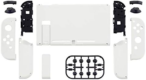 eXtremeRate DIY Replacement Shell Buttons for Nintendo Switch, White Back Plate for Switch Console, Custom Housing Case with Full Set Buttons for Joycon Handheld Controller [Only Shell, NO Console]