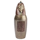 lachineuse - Wazon z baldachimem Amset - Dekoracyjny egipski wazon 21 cm - Starożytny egipski przedmiot dekoracyjny - Posąg Figurka Głowa Faraona - Pomysł na prezent Deco Urna Box - Kolor Złoty brąz